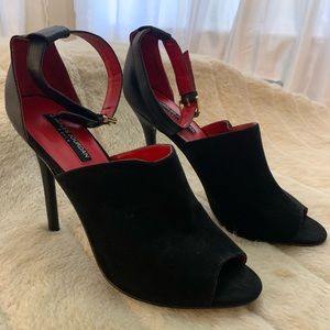Charles Jourdan Paris black peep toe heels, sz 8.5